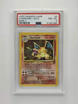 2000 POKEMON BASE SET 2 #4 CHARIZARD-HOLO PSA 8 - Image 1