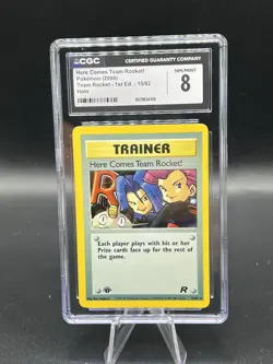 Pokemon Here Comes Team Rocket! 1st Edition Holo WOTC Team Rocket 15/82 CGC 8 NM - Image 1