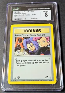 Pokemon Here Comes Team Rocket! 1st Edition Holo WOTC Team Rocket 15/82 CGC 8 NM - Image 1