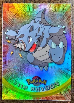 2000 TOPPS Chrome Pokemon Rhydon #112 Animation Series 2 HOLO FOIL BLUE LOGO - Image 1
