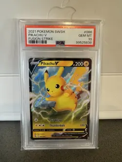 2021 Pokemon PSA 10 SWSH Pikachu V Fusion Strike 086/264 - Image 1