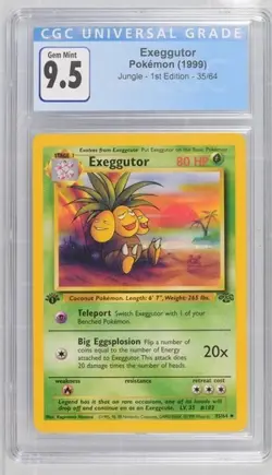 CGC 9.5 GEM MINT 10 Exeggutor 1st Edition Jungle 35/64 Pokemon 1999 Non-Holo - Image 1
