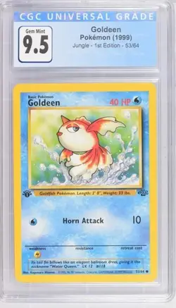 CGC 9.5 GEM MINT 10 Goldeen 1st Edition Jungle 53/64 Pokemon 1999 Non-Holo - Image 1