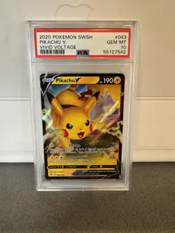 2020 Pokemon PSA 10 SWSH Pikachu V Vivid Voltage 043/185 - Image 1