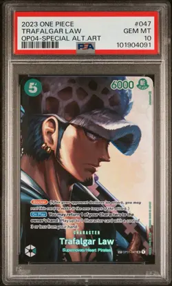 One Piece Trafalgar Law SP OP01-047 PSA 10 English OP04 Kingdoms of Intrigue SR - Image 1