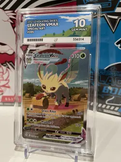 Ace 10 Leafeon VMAX 205/203 Evolving Skies Pokemon TCG Graded Card - Gem Mint - Image 1