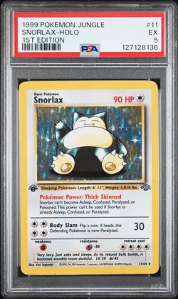 1999 POKEMON JUNGLE 1ST EDITION #11 SNORLAX-HOLO PSA 5 - Image 1