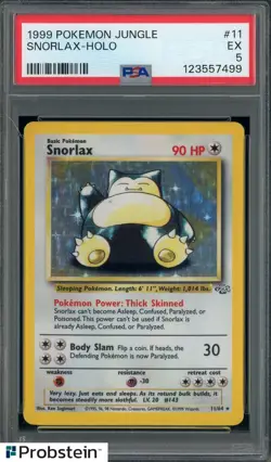 1999 Pokemon Jungle #11/64 Snorlax Holo PSA 5 EX - Image 1