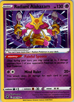Radiant Alakazam 059/195 Pokemon TCG Silver Tempest NM - Image 1