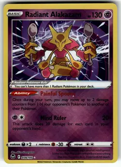 Radiant Alakazam 059/195 SWSH12: Silver Tempest NM Pokemon Card TCG - Image 1