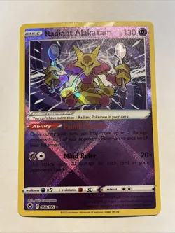 Radiant Alakazam 059/195 HOLO RARE SWSH Silver Tempest 2022 NM Pokemon TCG - Image 1