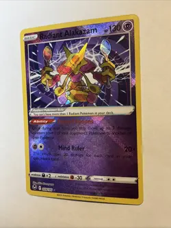 Radiant Alakazam 059/195 HOLO RARE SWSH Silver Tempest 2022 NM Pokemon TCG - Image 2