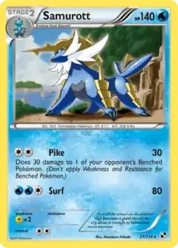 Samurott - 31/114 - Pokemon Black and White Holo Rare Card NM - Image 1
