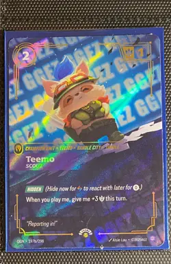 Teemo - Scout GGEZ OGN 197b/298 Riftbound Nexus Night Promo Card - NM - Image 1