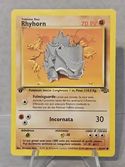 1st Edition Italian Rhyhorn Jungle 61/64 Pokemon Card - Image 1