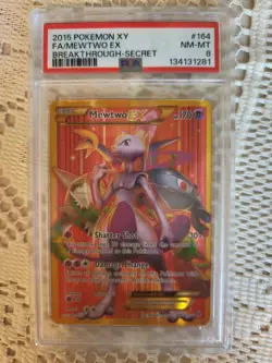 Pokemon Mewtwo EX Full Art Secret Rare Holo Card XY Breakthrough 164/162 PSA 8 - Image 3