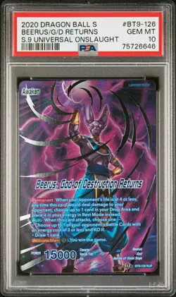 Beerus God of Destruction Returns FOIL STAMP Dragon Ball Super Super Card PSA 10 - Image 1