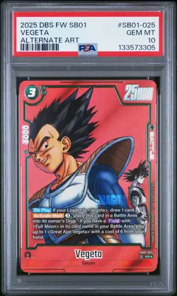2025 DRAGON BALL SUPER CARD GAME FUSION WORLD MANGA BOOSTER 01 VEGETA PSA 10 - Image 1