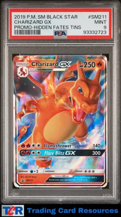 2019 Pokemon Black Star Promo #SM211 Charizard Gx Hidden Fates Tins PSA 9 MINT - Image 1