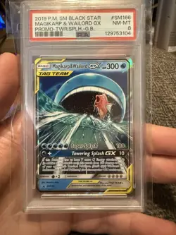 2019 POKEMON SM BLACK STAR PROMO #SM166 MAGIKARP & WAILORD GX PSA 8 - Image 1