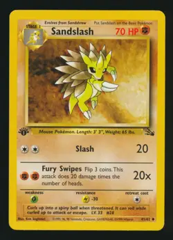 1999 Pokemon FOSSIL (WOTC) -#41 SANDSLASH (Uncommon) *1st Edition* - Image 1