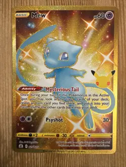 Pokemon Card - Mew 025/025 Secret Rare Celebrations 25th Anniversary Gold NM - Image 1