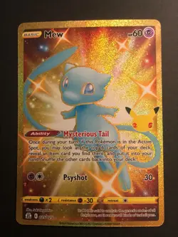 Pokemon Card - Mew 025/025 Secret Rare Celebrations 25th Anniversary Gold NM - Image 1