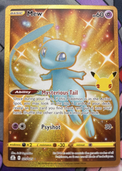 Pokemon Celebrations Mew 25th Shiny Gold Holo Card 025/025 Secret Rare NM - Image 1