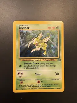 Scyther Holo Rare Pokemon Card Jungle Set, 10/64, WOTC 1999, TCG LP - Image 1