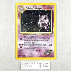 Sabrina's Gengar #14/132 Gym Heroes Holo Unlimited Swirl 🌀 Pokemon Vintage LP - Image 1