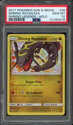2017 Pokemon Sun & Moon Shining Legends Shining Rayquaza 56/73 Holo PSA 10 - Image 1