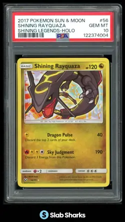 2017 POKEMON SUN & MOON SHINING LEGENDS #56/73 SHINING RAYQUAZA HOLO PSA 10 - Image 1