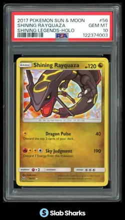 2017 POKEMON SUN & MOON SHINING LEGENDS #56/73 SHINING RAYQUAZA HOLO PSA 10 - Image 1
