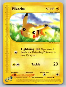 Pikachu 124/165 Pokemon 2002 Expedition e-Card Series Near Mint or Better - Image 1