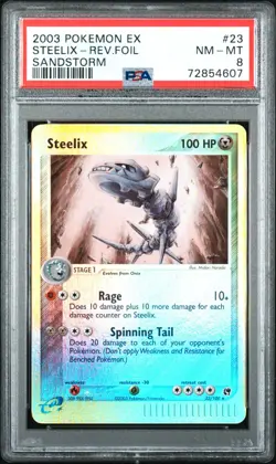 Pokemon Card Steelix 23/100 Reverse Holo EX Sandstorm PSA 8 NM-MT - Image 1