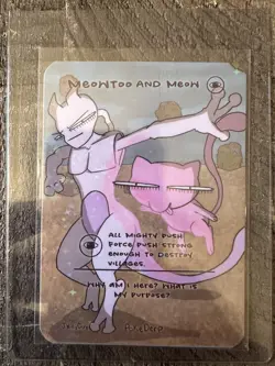 Pokederp Meowtoo and Meow - Tag Team Fan Art Custom Derpy Card Alt Art - Image 1