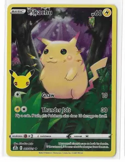 Pikachu 005/025 Celebrations Sword & Shield Full Art Rare Pokemon TCG Card NM - Image 1