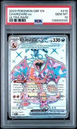 2023 Pokemon OBF en Charizard EX Ultra Rare #215 PSA 10 GEM-MT - Image 1