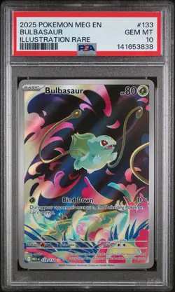 2025 POKEMON MEG EN-MEGA EVOLUTION ILLUSTRATION RARE #133 BULBASAUR PSA 10 - Image 1