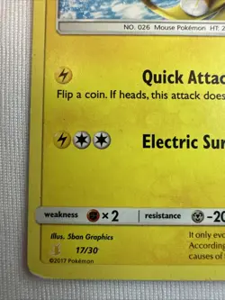 Pokemon TCG Alolan Raichu 17/30 Regular Sun & Moon Trainer Kit NM - Image 4