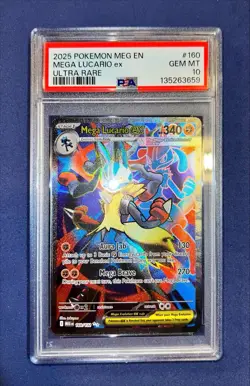 Pokemon TCG Mega Lucario EX Holo 160/132 Ultra Rare PSA 10 Gem Mint - Image 1