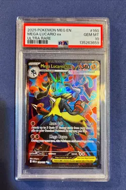 Pokemon TCG Mega Lucario EX Holo 160/132 Ultra Rare PSA 10 Gem Mint - Image 2