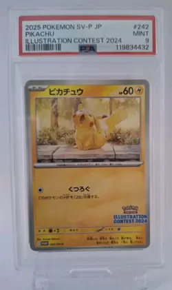 PSA 9 Pikachu 242/SV-P 2024 Pokemon Illustration Contest Promo Card Japanese TCG - Image 1