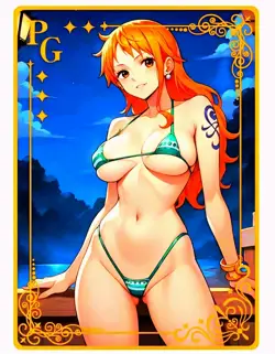 Waifu Anime Cards TCG | One Piece - Nami [ METAL CARD ] PG | Sexy Hentai Girl - Image 2