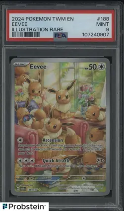 2024 Pokemon TCG EN Twilight Masquerade #188 Eevee Illustration Rare PSA 9 MINT - Image 1