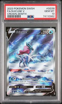 Suicune V PSA 10 - 2023 Pokemon Sword And Shield Crown Zenith #GG38 - Image 1