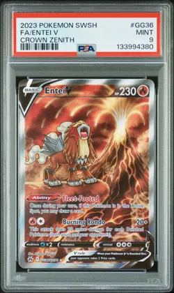 PSA 9 Entei V #GG36 2023 Pokemon Sword And Shield Crown Zenith 133994380 - Image 1