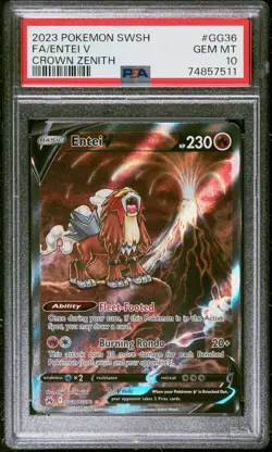 Entei V PSA 10 - 2023 Pokemon Sword And Shield Crown Zenith #GG36 - Image 1
