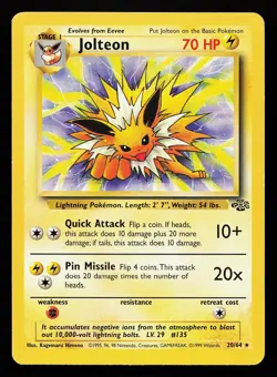 Jolteon 20/64 Rare Jungle Pokemon Card - Image 1