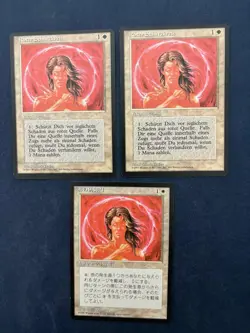 MTG 3X BLACK BORDERED CIRCLE OF PROTECTION: RED NM FBB GERMAN + JAPANESE CARDS - Image 2